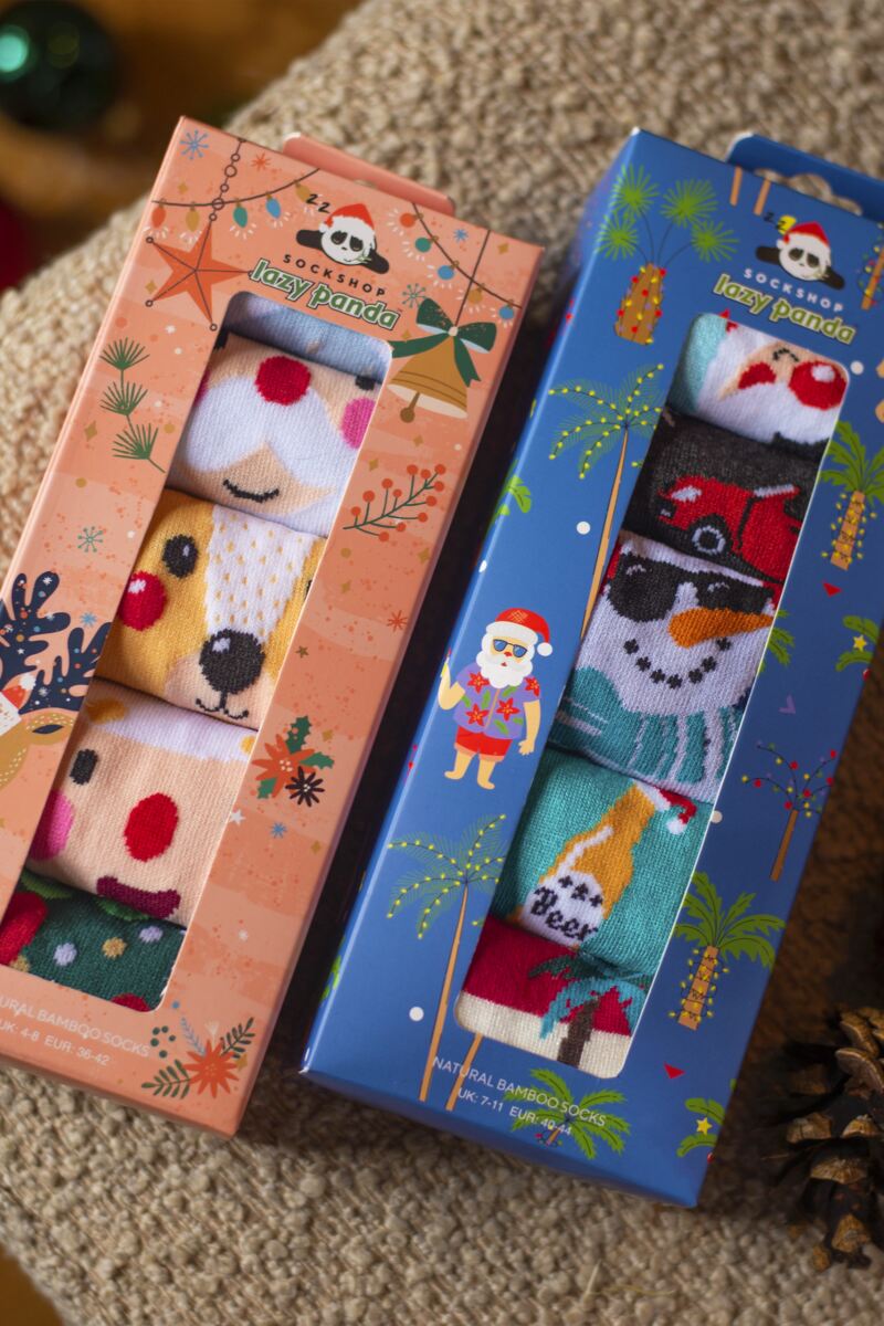 Ladies 5 Pair SOCKSHOP Lazy Panda Christmas Gift Boxed Bamboo Socks