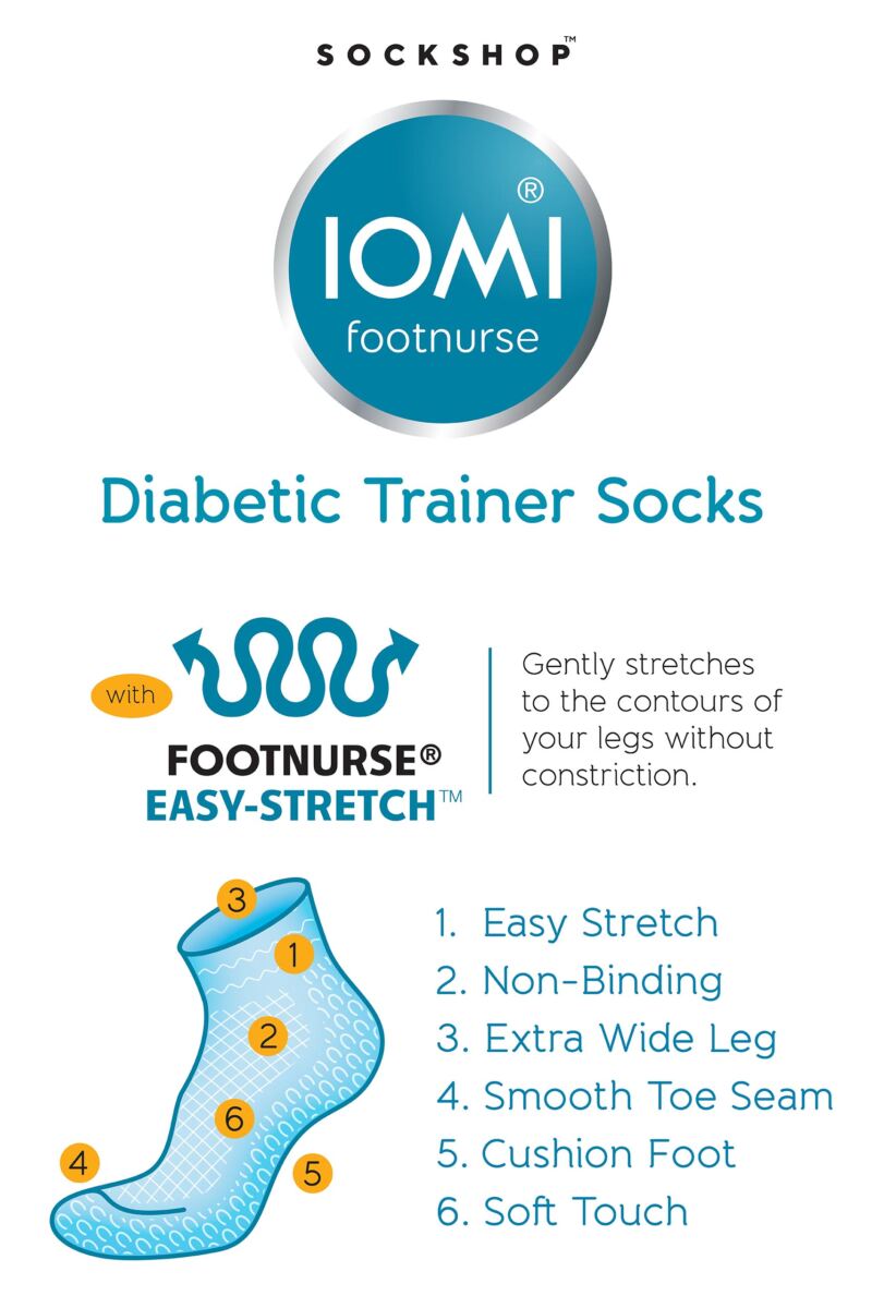 Mens 3 Pair Iomi Footnurse Cushioned Foot Diabetic Trainer Socks from