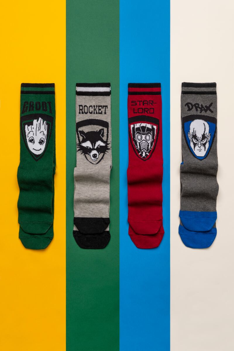 SOCKSHOP Marvel Guardians of the Galaxy Groot, Rocket, Star-Lord and Drax Cotton Socks