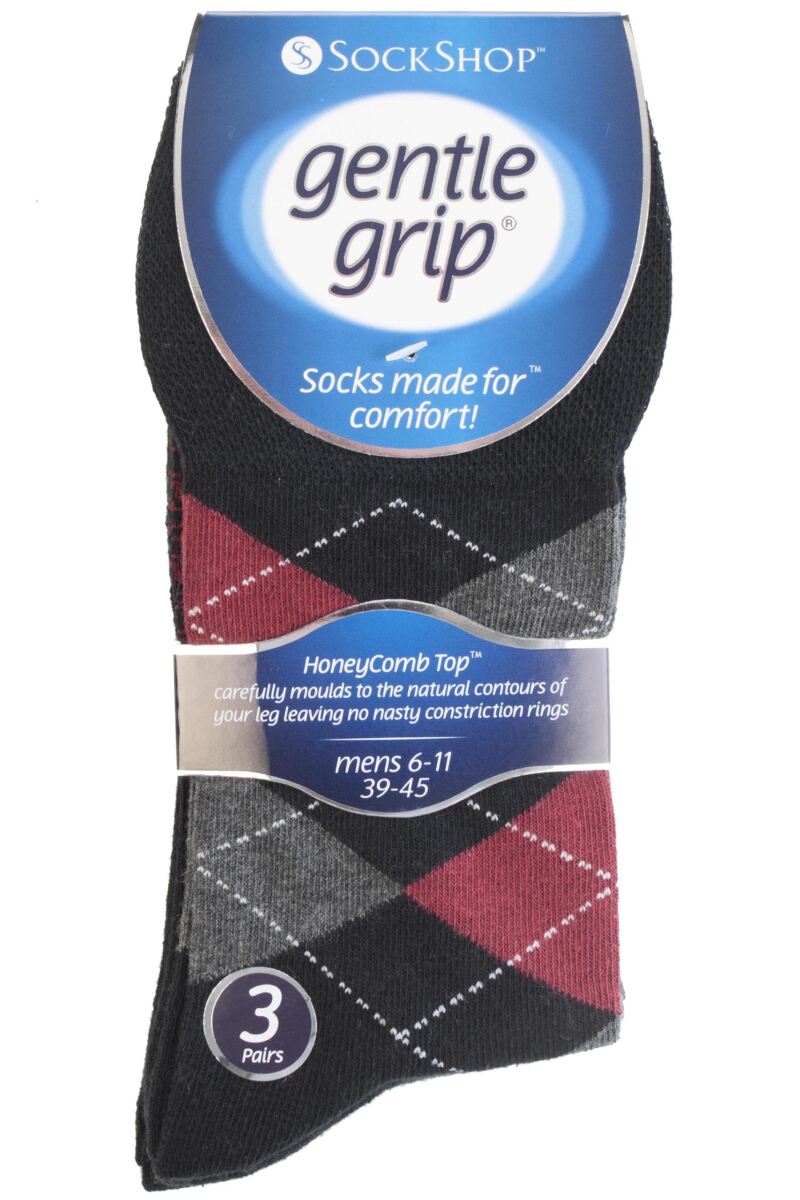 Mens Gentle Grip Argyle Cotton Socks from