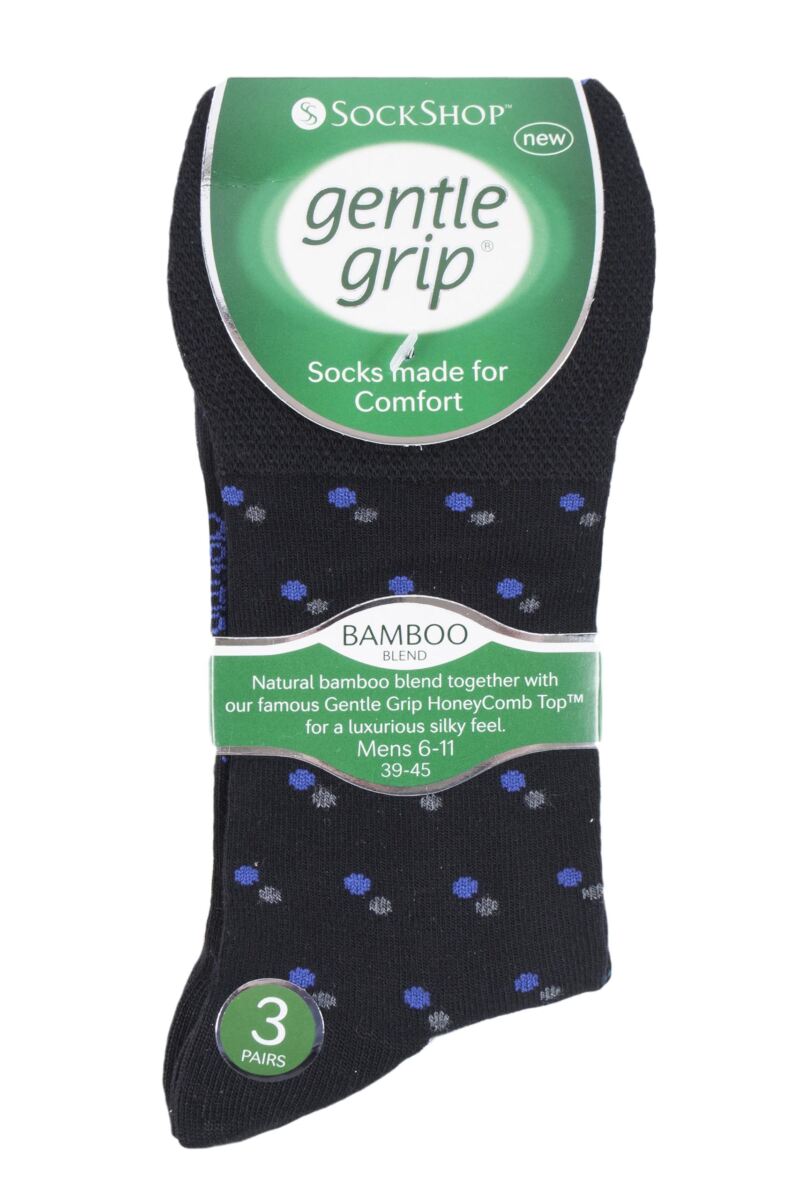 Mens Gentle Grip Patterned Bamboo Socks from