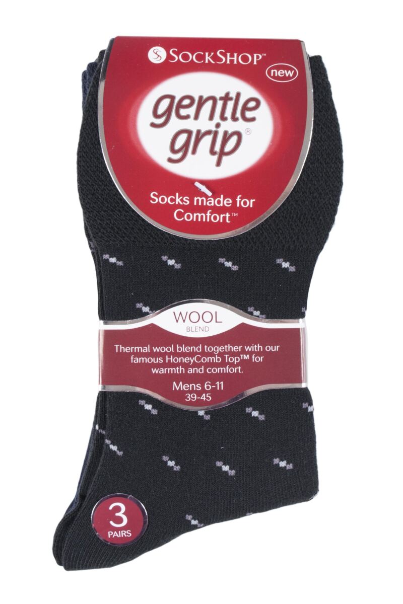 Mens Gentle Grip Patterned Wool Socks from