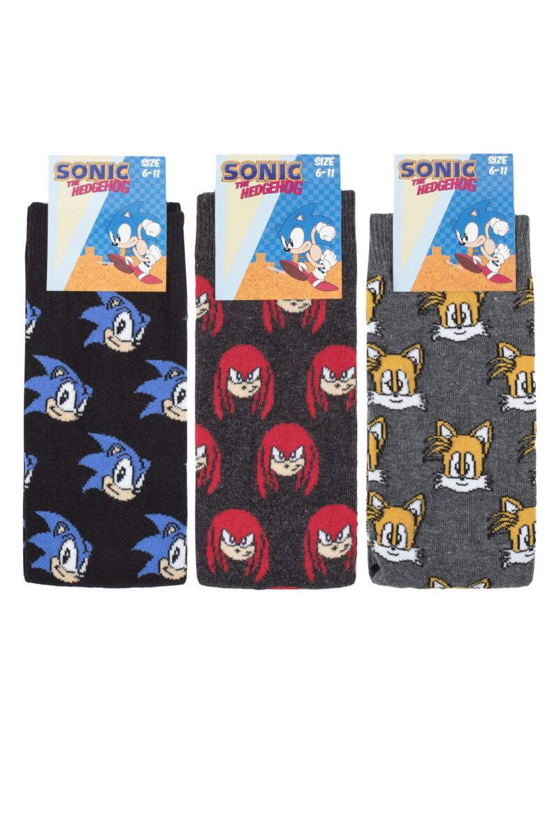 3 Pair Sonic the Hedgehog, Knuckles and Tails Cotton Socks Unisex - Film & TV Characters