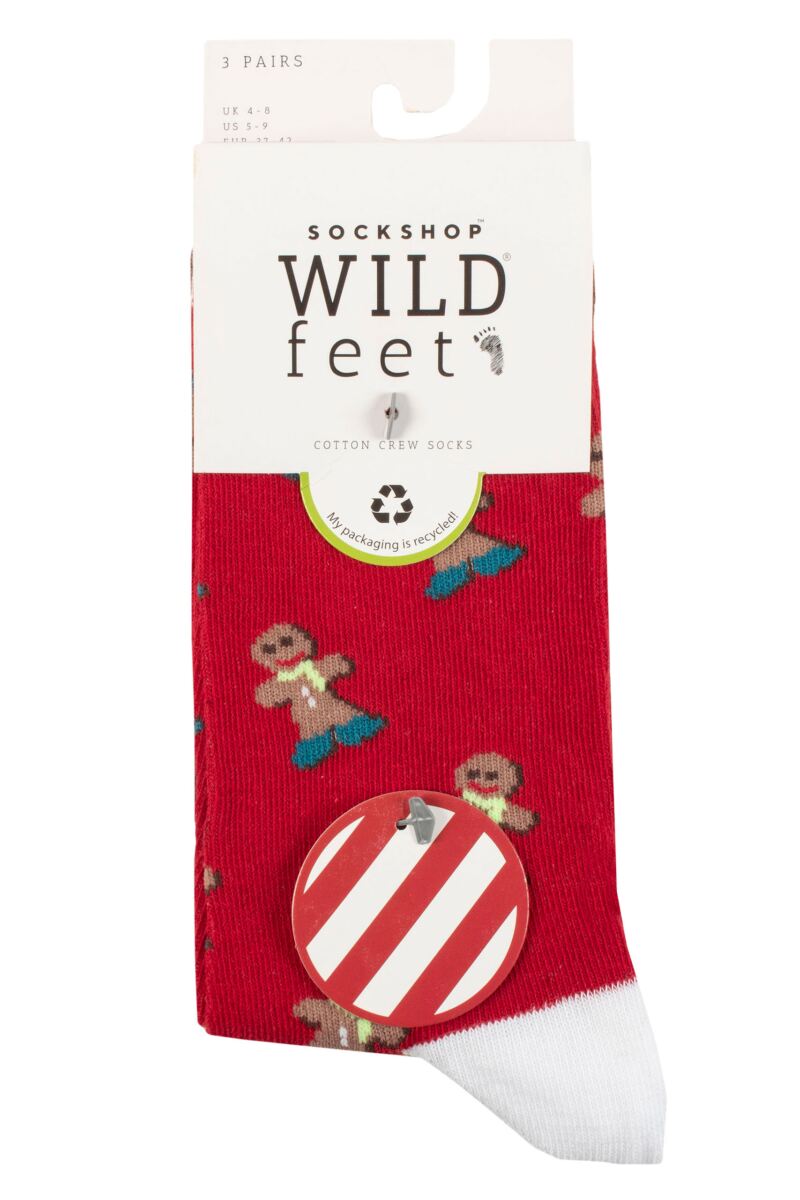 Ladies 3 Pair Wild feet Cotton Christmas Gift Socks from