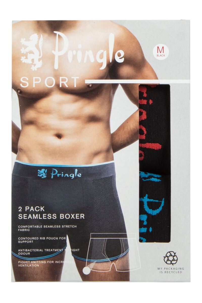 Mens 2 Pack Pringle Seamless Sports Boxer Shorts from