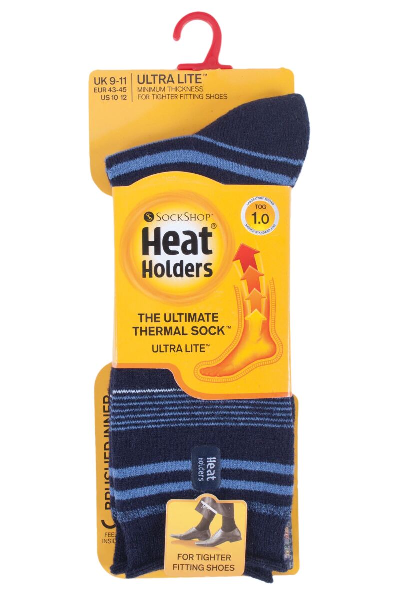 Mens 1 Pair Heat Holders 1.0 TOG Ultralite Striped, Argyle and Patterned Socks