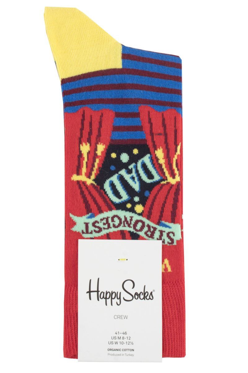 Mens 1 Pair Happy Socks Fathers Day World's Strongest Dad Cotton Socks