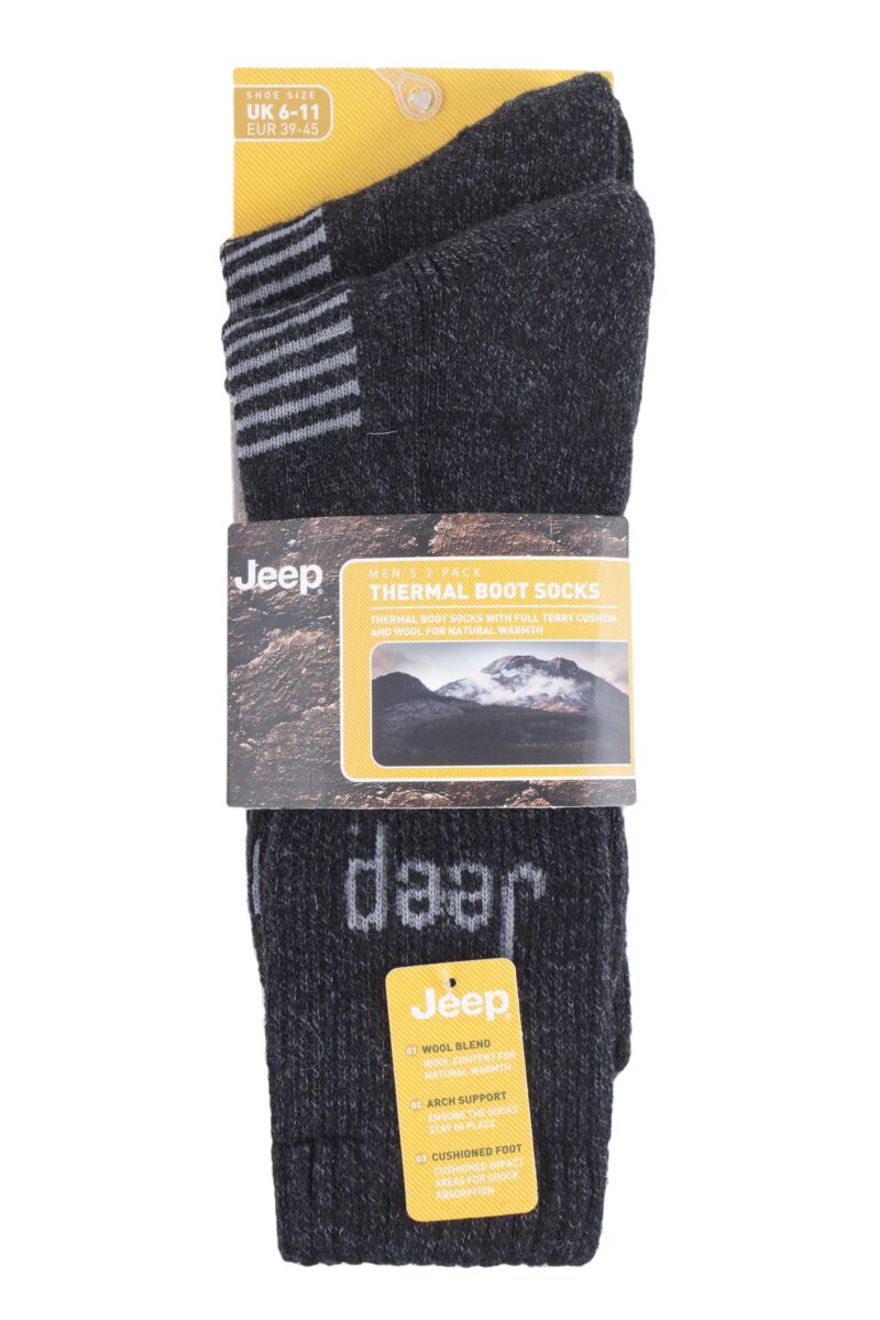 Mens 2 Pair Jeep Wool Mix Socks from