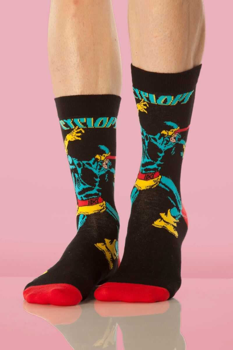 Mens 4 Pair SOCKSHOP Marvel X-Men Wolverine, Beast, Cyclops and Colossus Cotton Socks
