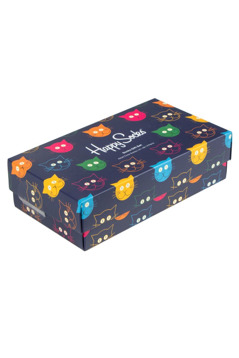 Happy Socks 3 Pair Mixed Cat Gift Boxed Socks
