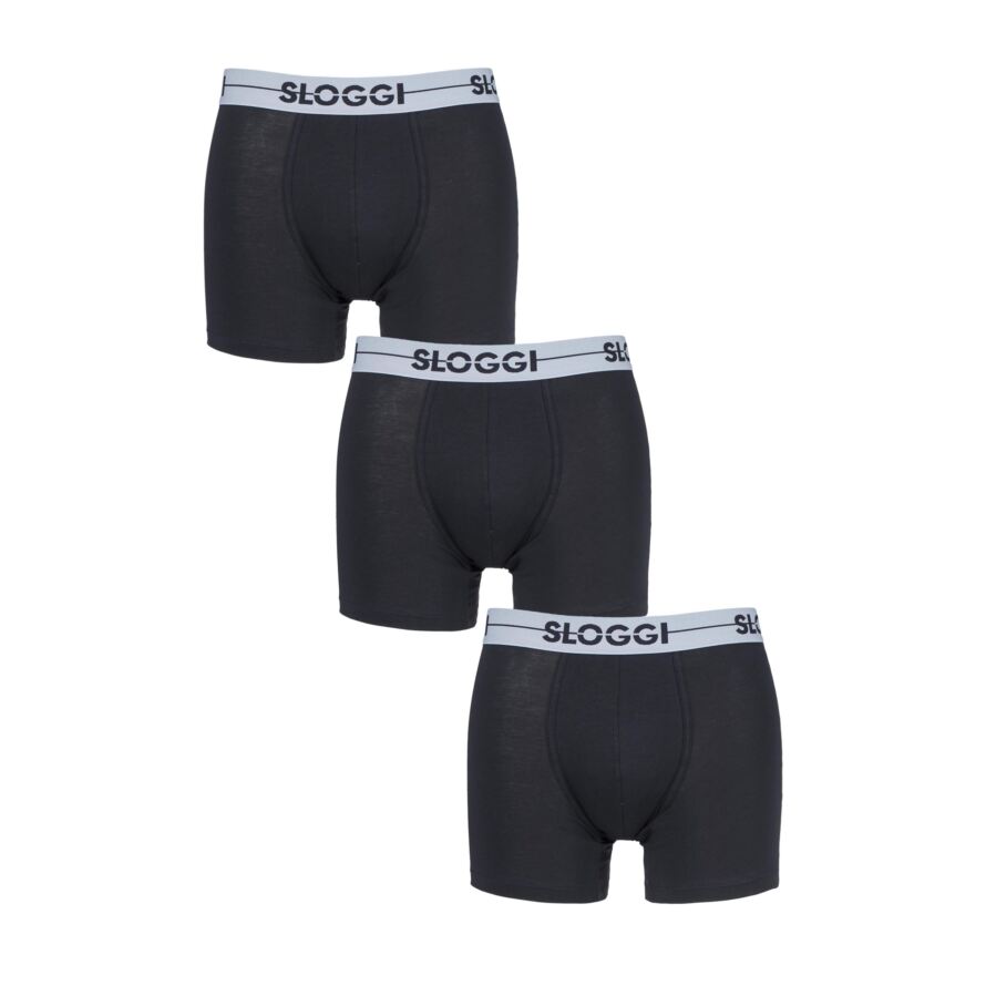 Mens 3 Pack Sloggi Go Soft Waistband Comfort Cotton Longer Leg Boxer