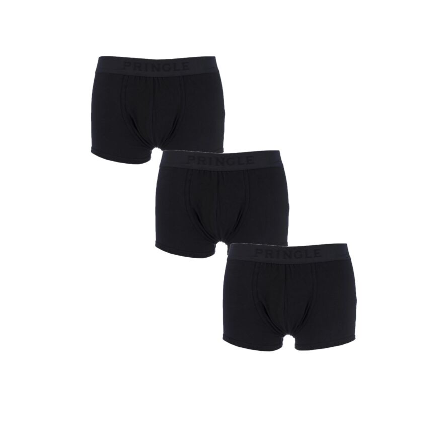 Pringle Plain Cotton Boxer Shorts In Black | SOCKSHOP