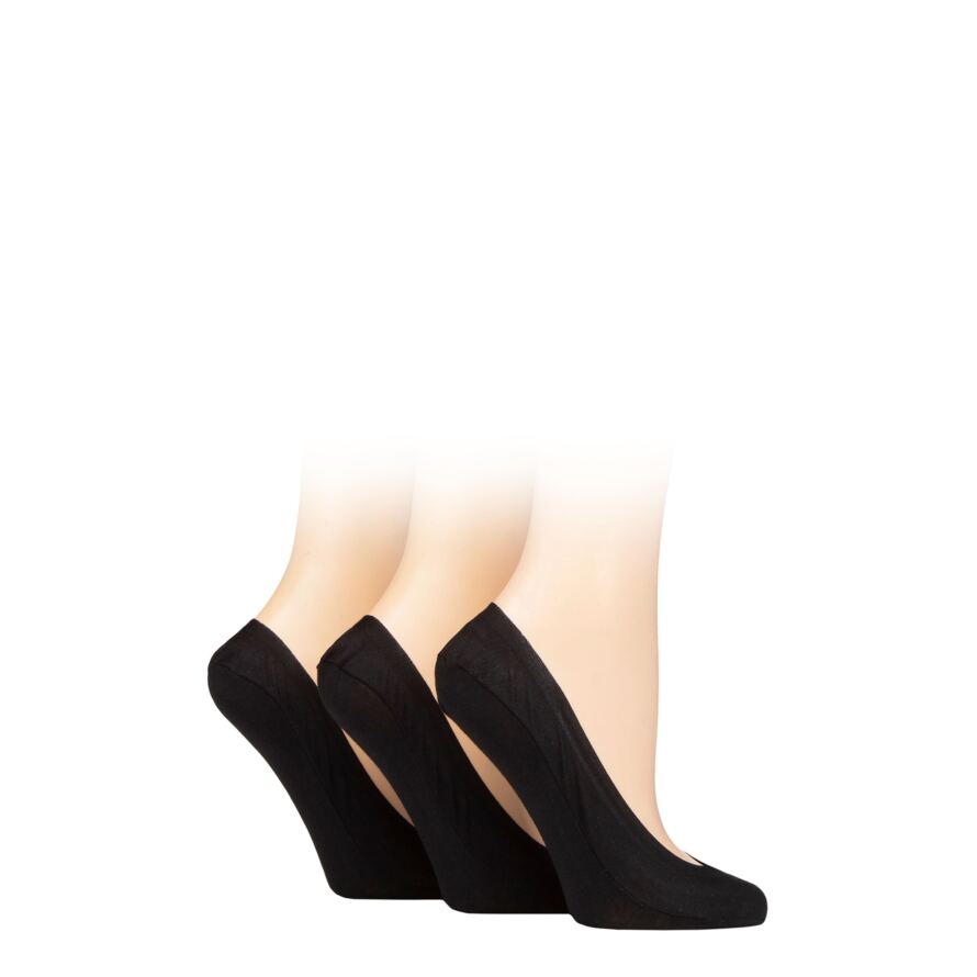 Ladies 3 Pair Caroline Gardner Plain Cotton NoShow Shoe Liner Socks