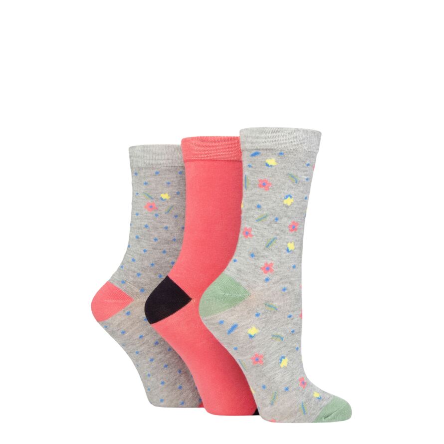 Ladies 3 Pair Glenmuir Patterned Bamboo Socks