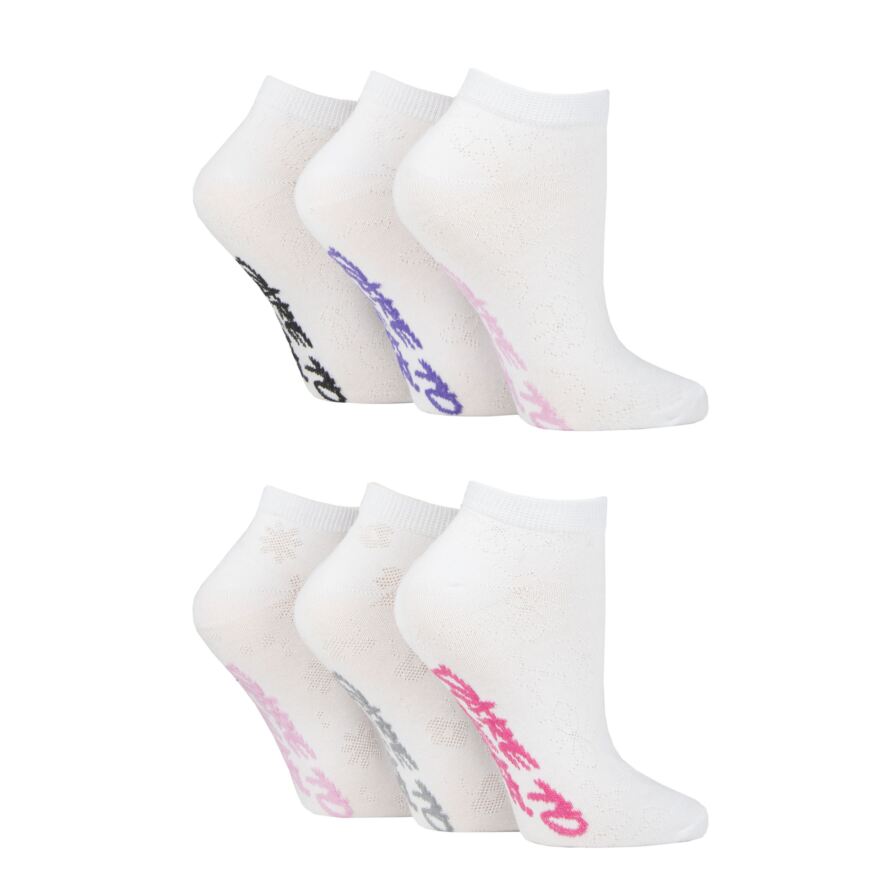 Ladies 6 Pair Dare to Wear Pique Knit Patterned Trainer Socks