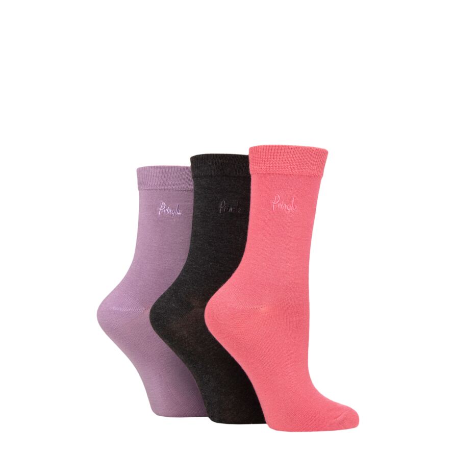 Ladies 3 Pair Pringle Plain Modal Socks