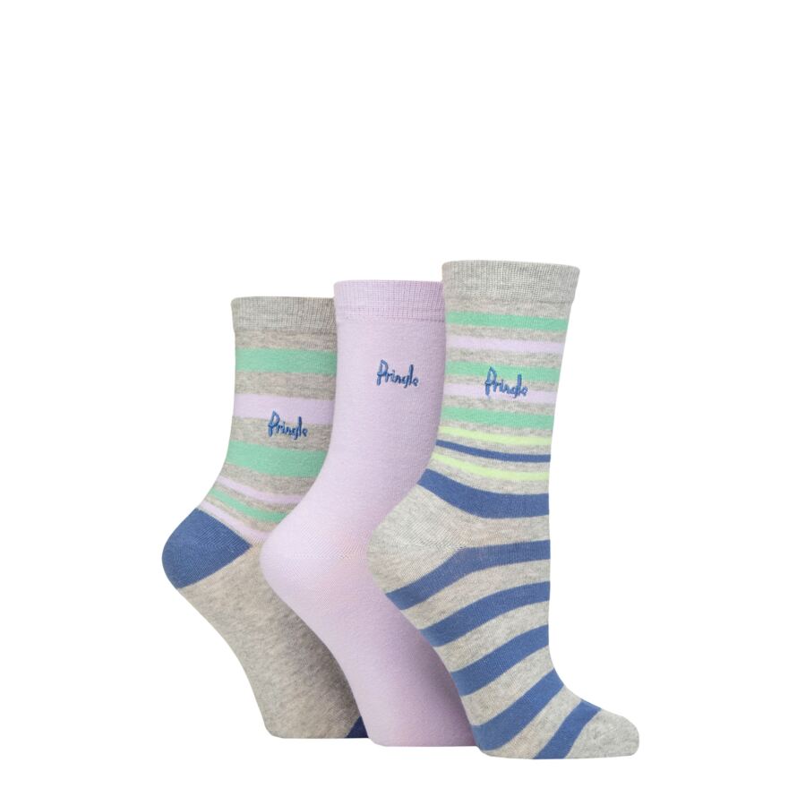 Ladies 3 Pair Pringle Patterned Cotton and Recycled Polyester Socks