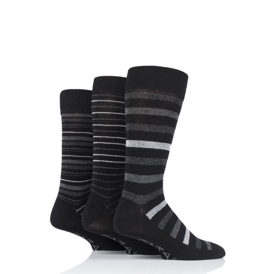Mens 3 Pair Farah Luxury Bamboo Stripe Plain and Argyle Socks from