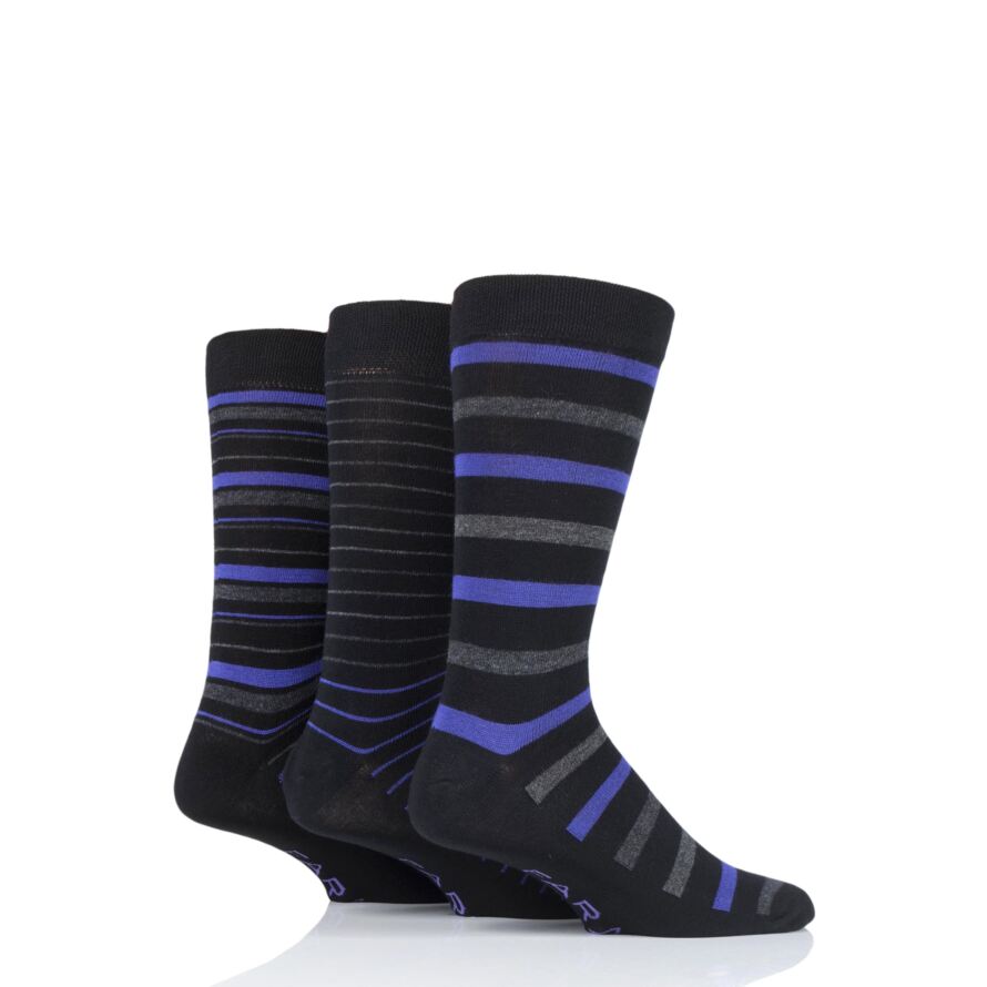 Mens 3 Pair Farah Luxury Bamboo Stripe Plain and Argyle Socks from