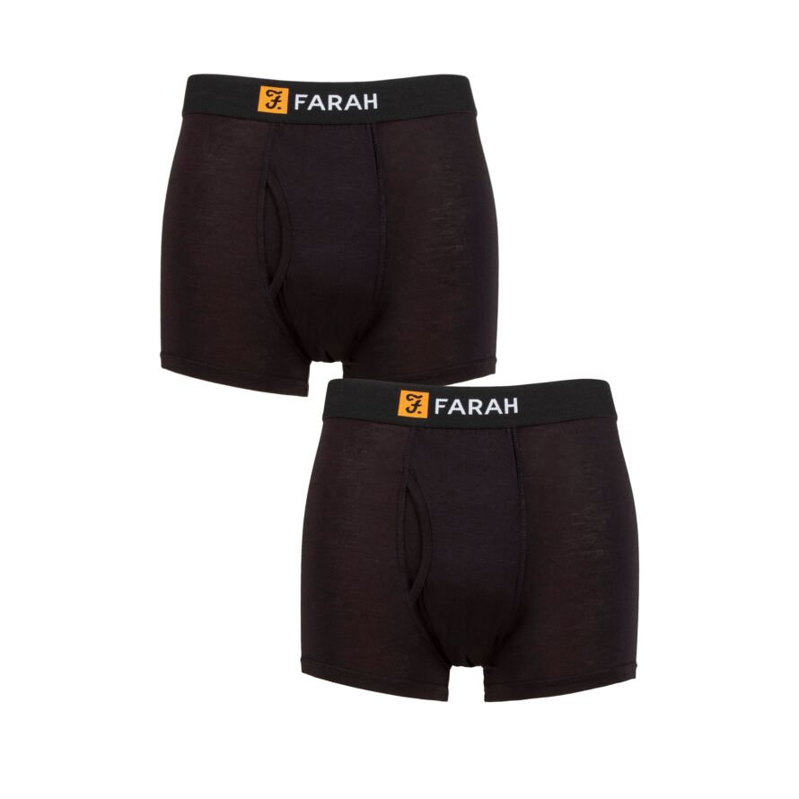 Mens 2 Pack Farah Classic Striped and Plain Bamboo Keyhole Trunks from