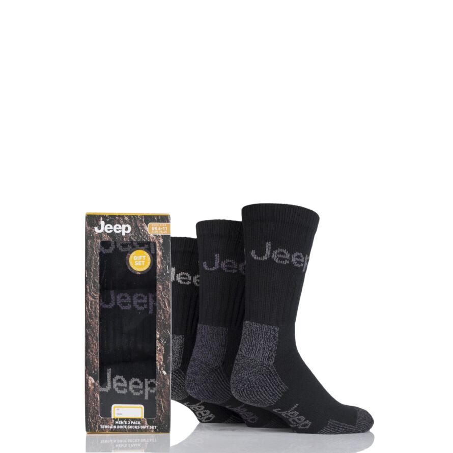 Mens 3 Pair Jeep Luxury Terrain Socks Gift Box from