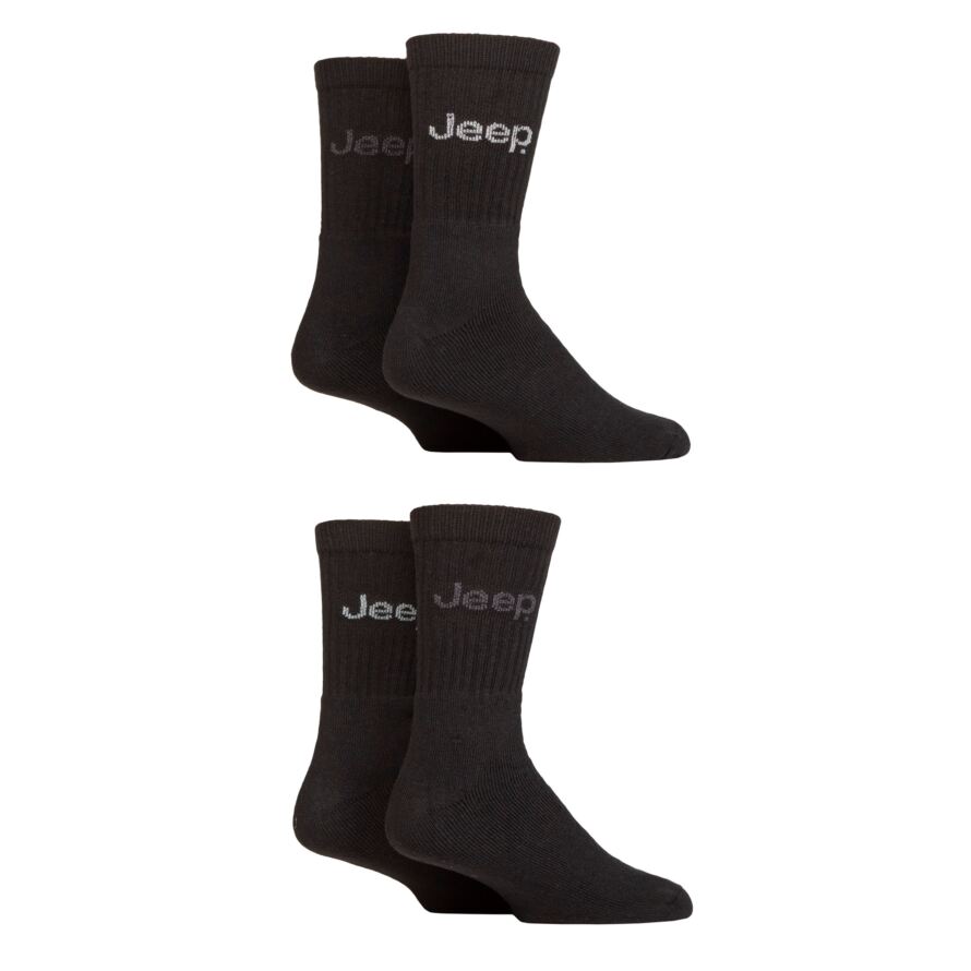 Mens 4 Pair Jeep Plain Regenerated Cotton Boot Socks