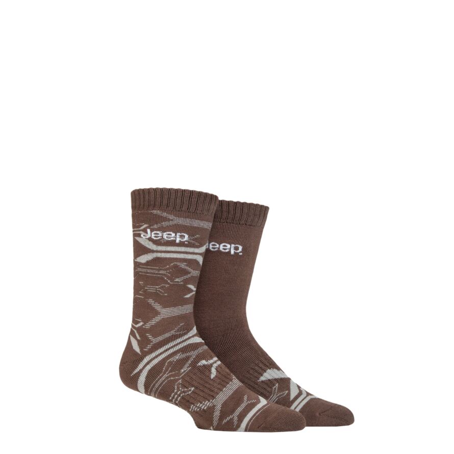 Mens 2 Pair Jeep Heavy Cushioned Bamboo Boot Socks