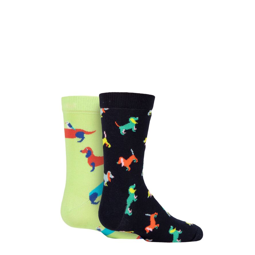 Kids 2 Pair Happy Socks Dogs Socks from