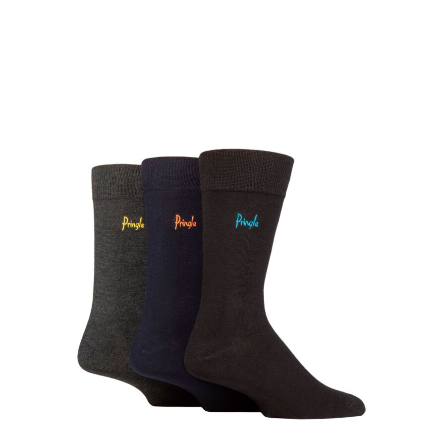 Mens 3 Pair Pringle Plain Rupert Bamboo Socks from