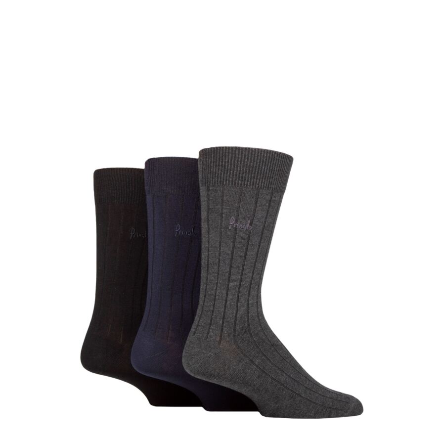 Mens 3 Pair Pringle Ribbed Bamboo Socks from