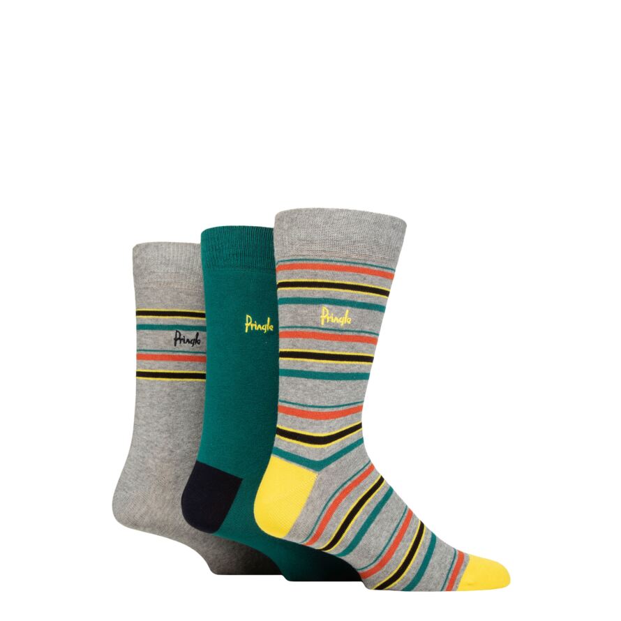 Mens 3 Pair Pringle Cotton and Recycled Polyester Patterned Socks