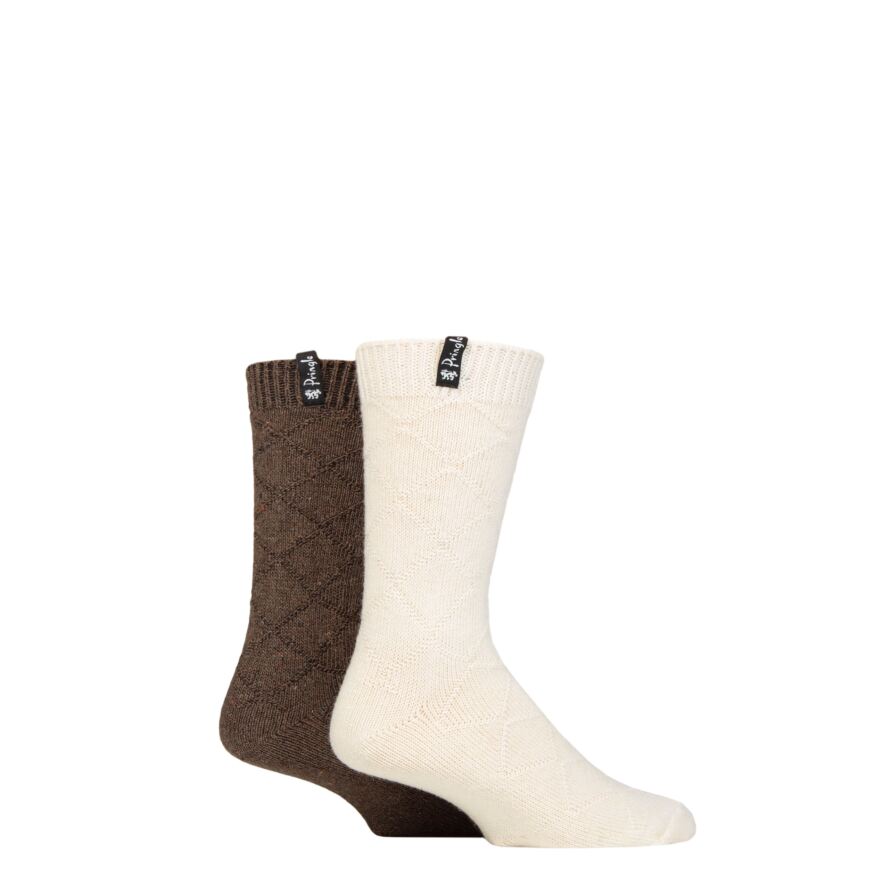 Mens 2 Pair Pringle Recycled Wool Boot Socks