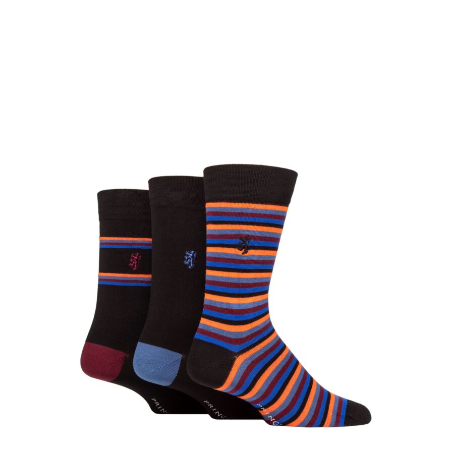 Mens 3 Pair Pringle Black Label Bamboo Patterned, Argyle and Striped