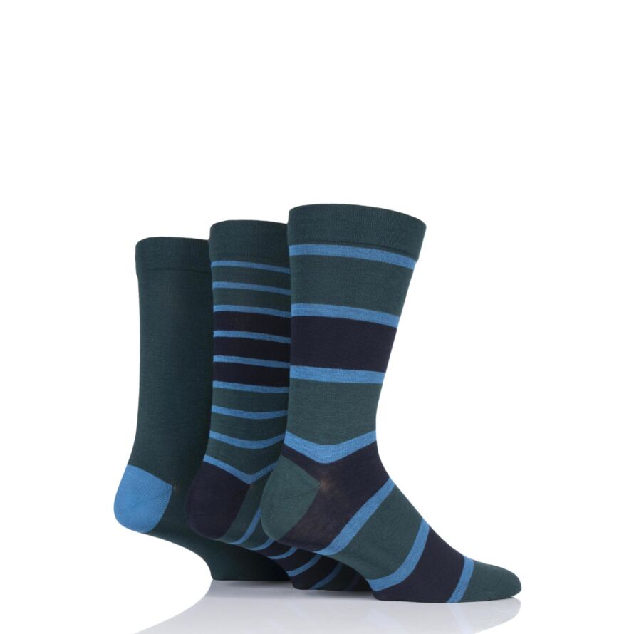 Farah Men's Bamboo Socks – 3-Pack, Colorful Striped Soft Grip, Size 7-12