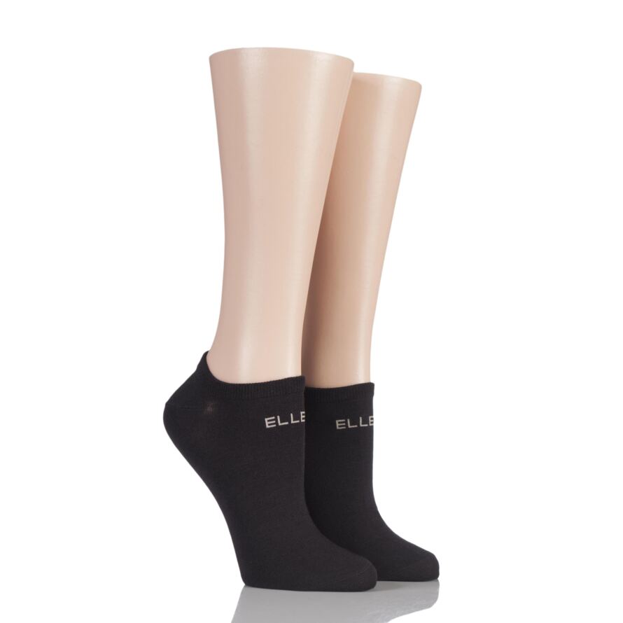 Ladies 2 Pair Elle Plain, Patterned and Striped Bamboo No Show Socks