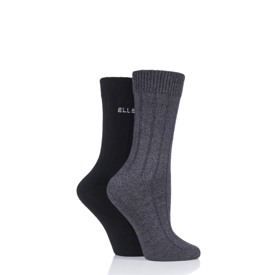 Ladies 2 Pair Elle Ribbed Bamboo Boot Socks from