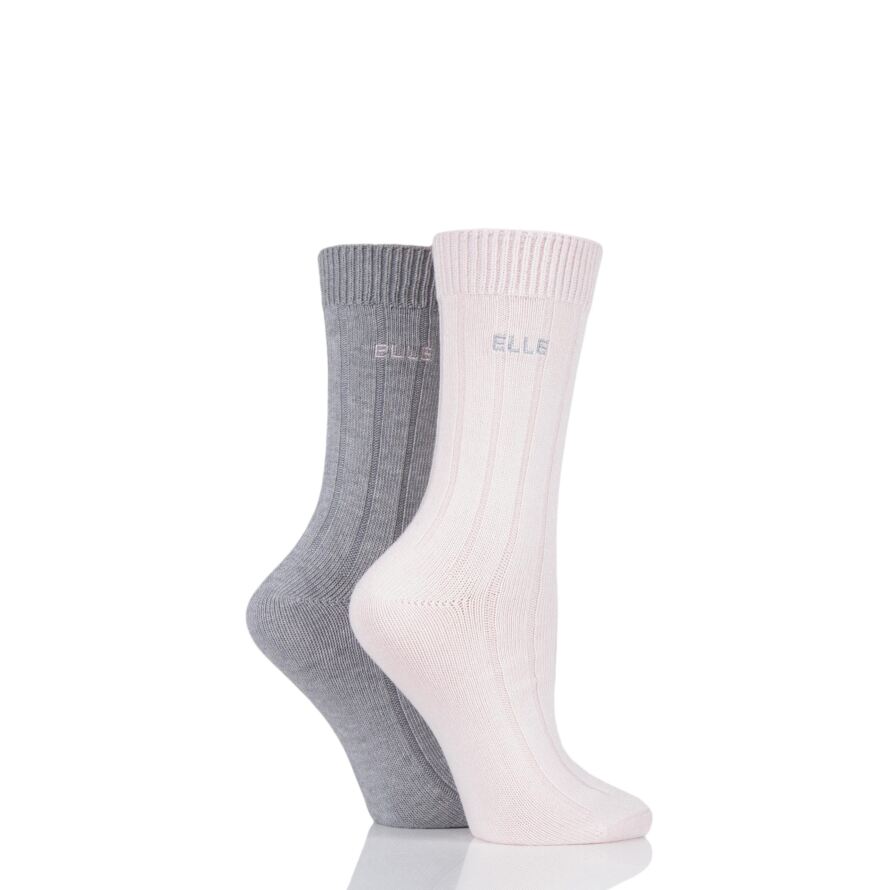 Ladies 2 Pair Elle Ribbed Bamboo Boot Socks from