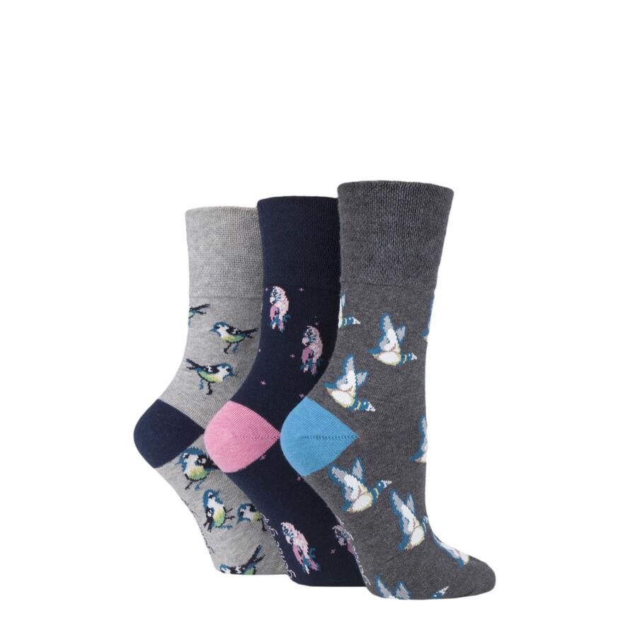 Gentle Grip SOCKSHOP Damen Gemustert und gestreift Weich und atmungsaktiv Bambus Socken im 3er-Multipack Botanische Blüte 37-41