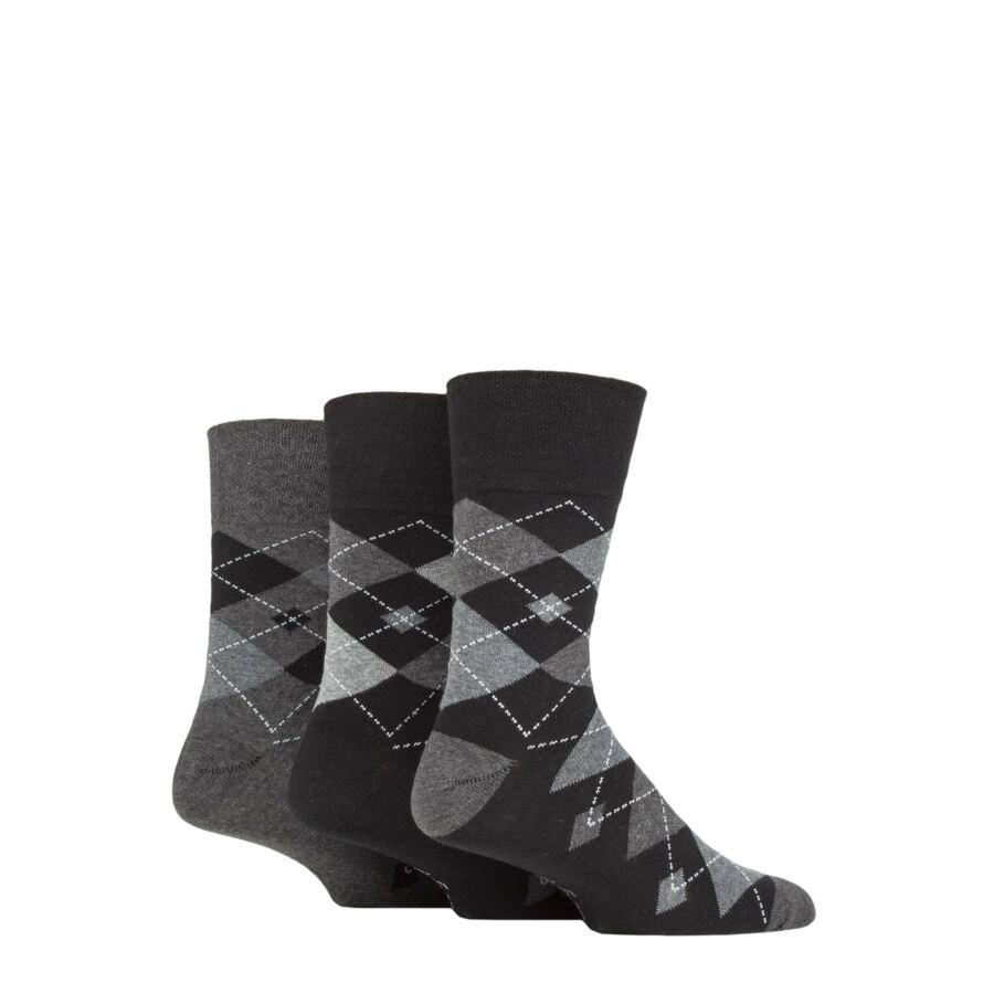 3 Pairs Men's Argyle Cotton Socks - Leven Brown/Natural