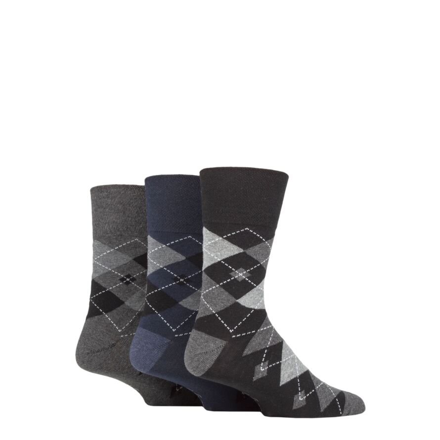 Mens Gentle Grip Argyle Cotton Socks from