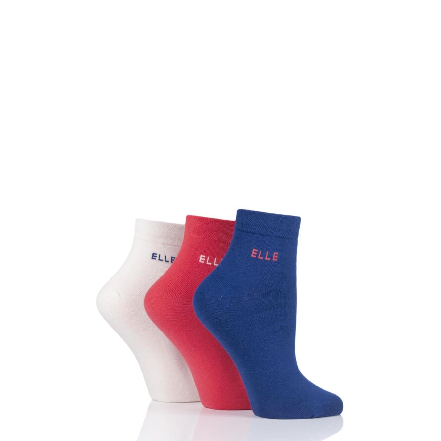 Ladies Elle Striped Cotton Ankle Socks from