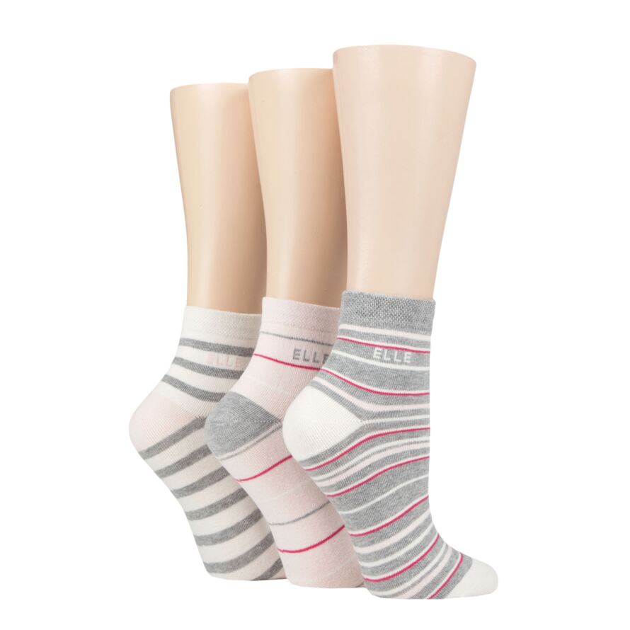 Ladies Elle Striped Cotton Ankle Socks from