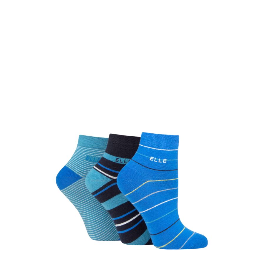 Ladies Elle Striped Cotton Ankle Socks from
