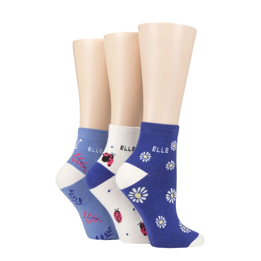 Ladies Elle Striped Cotton Ankle Socks from