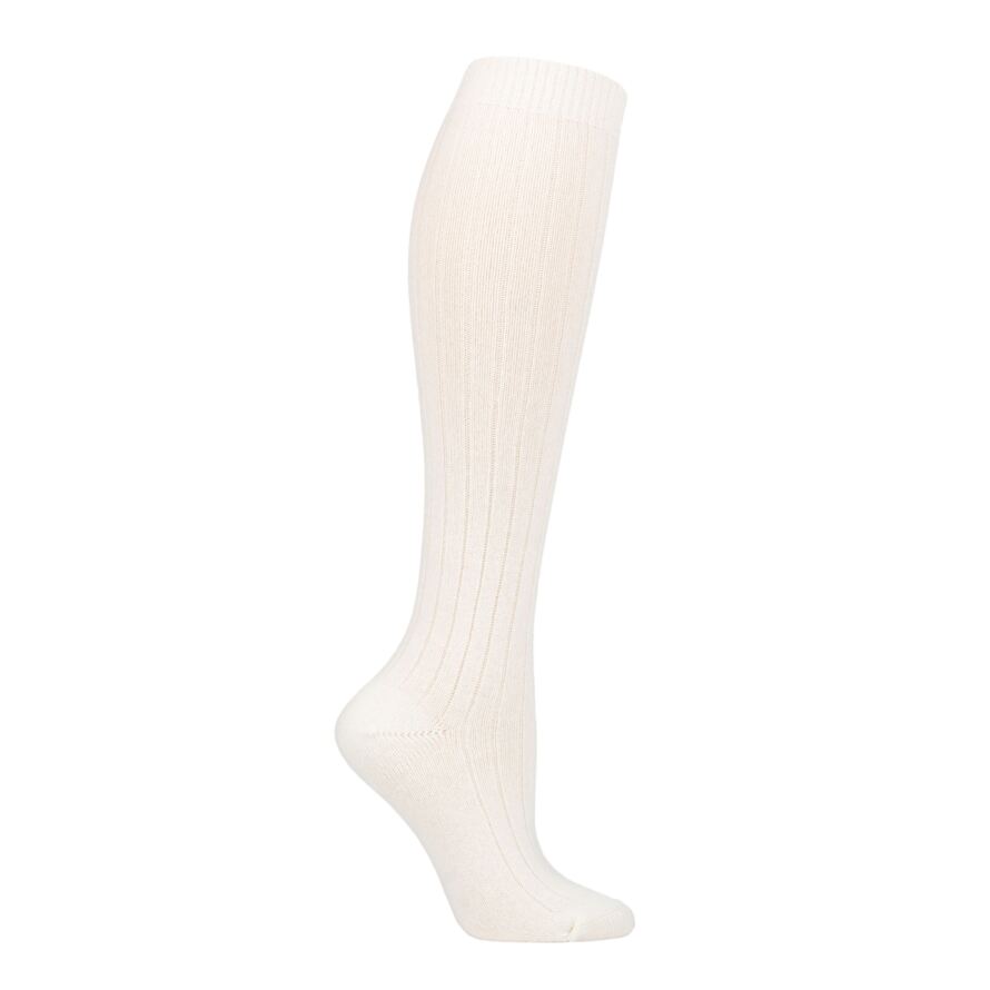 Women's 100% Cashmere Rib Knee High Sock in Heather Taupe main image 1