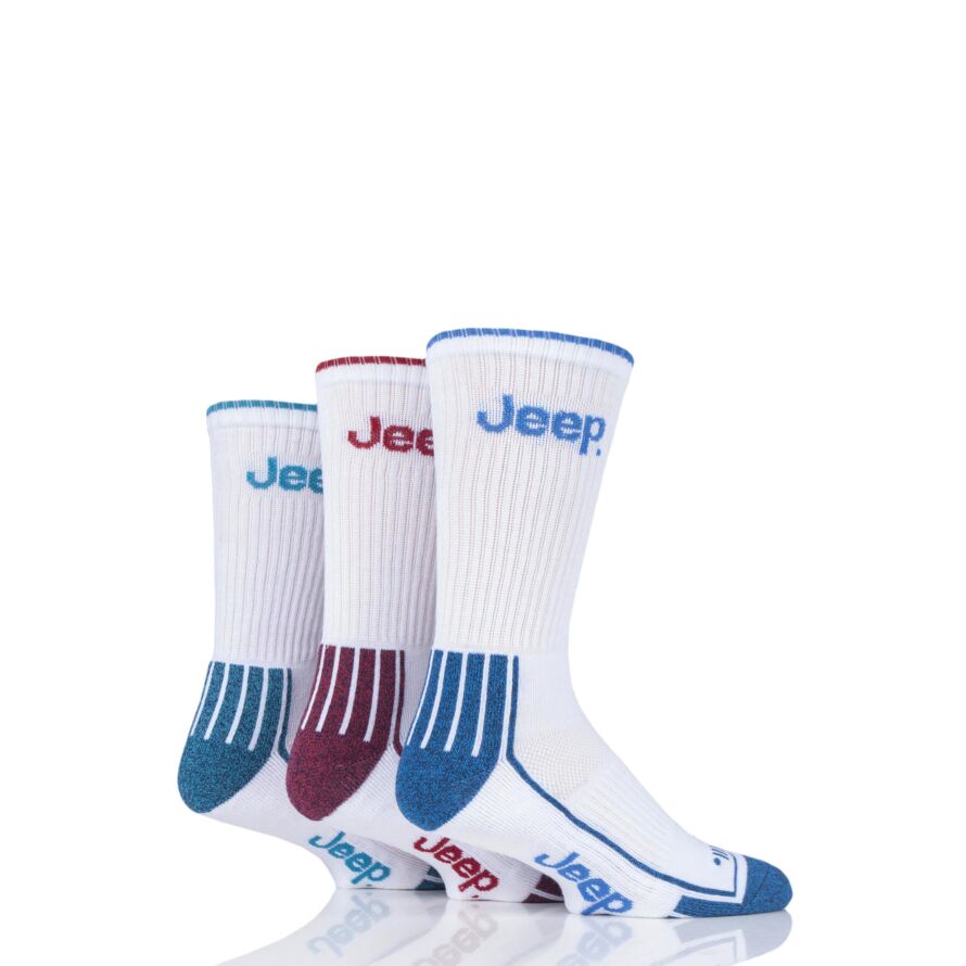 Mens 3 Pair Jeep Cushioned Crew Cotton Sport Socks