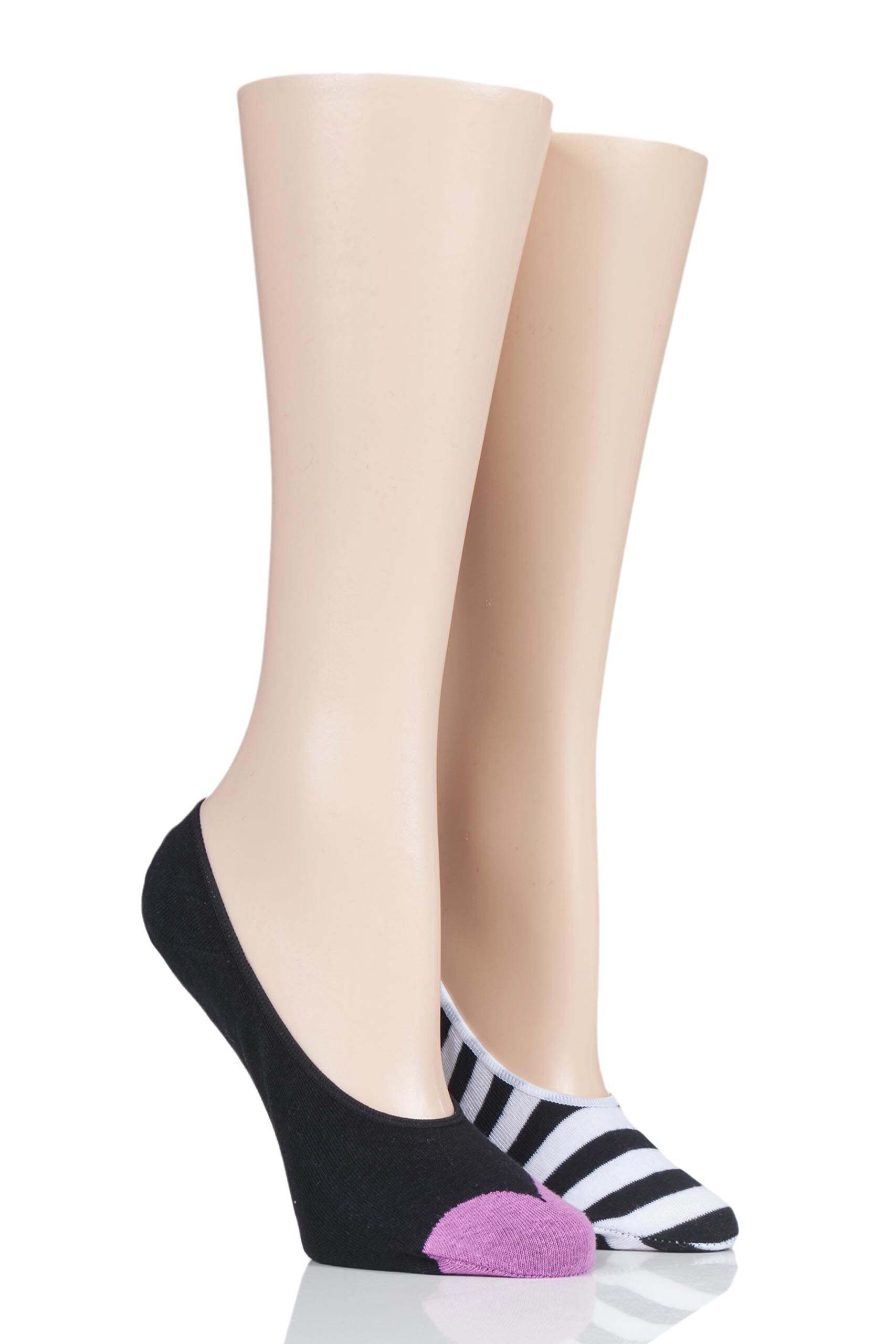 Image of 2 Pair Pink Big Lips Cotton Ped Socks Ladies 4-8 Ladies - Lulu Guinness