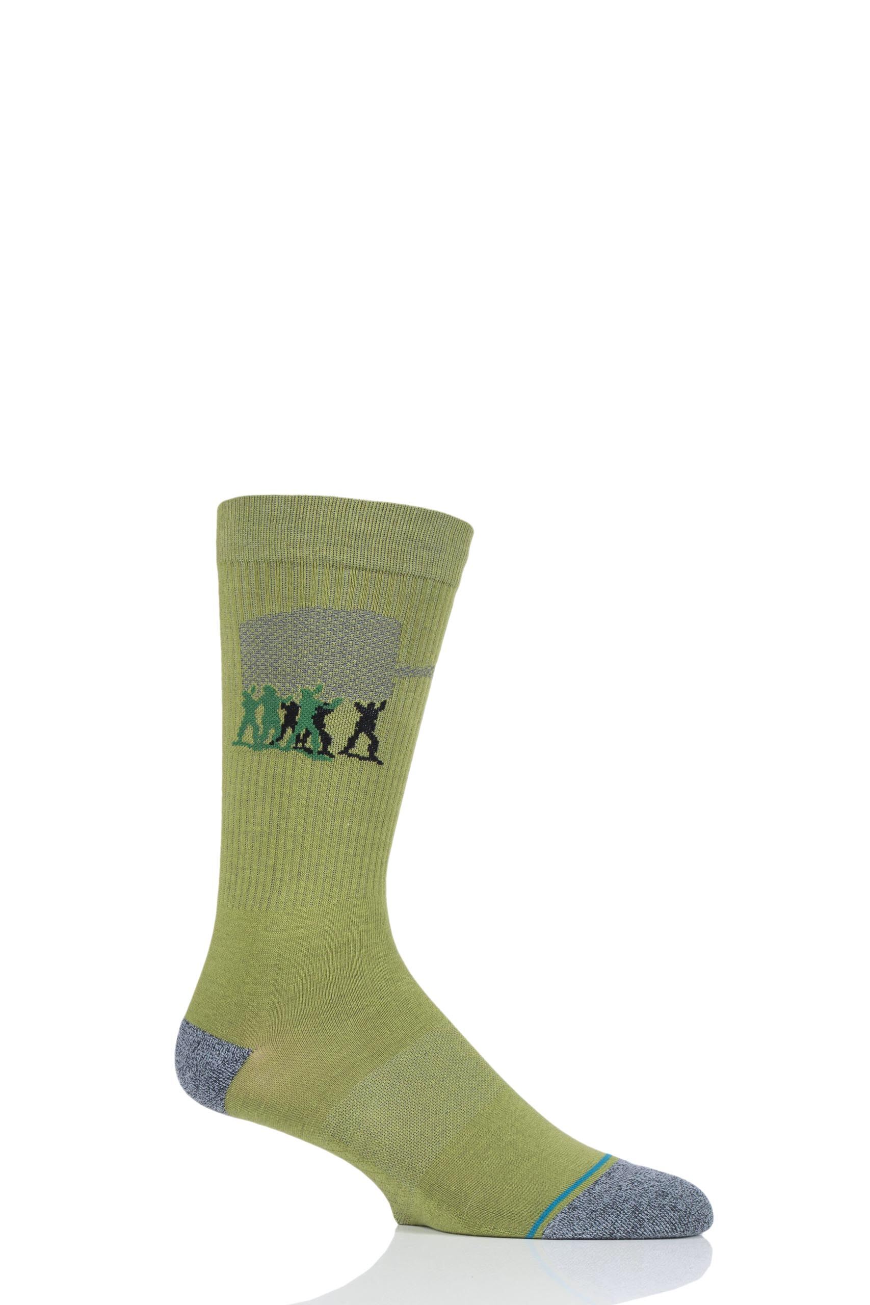 Image of 1 Pair Green Army Men Cotton Socks Unisex 5.5-8 Mens - Stance