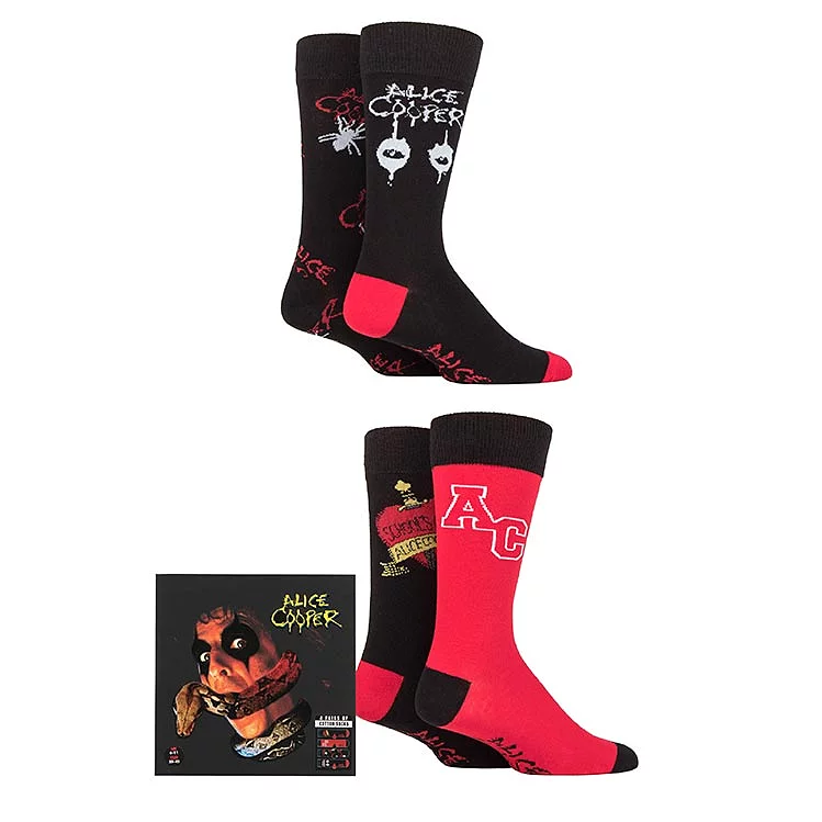 Alice Cooper 4 Pair Exclusive to SOCKSHOP Gift Boxed Cotton Socks