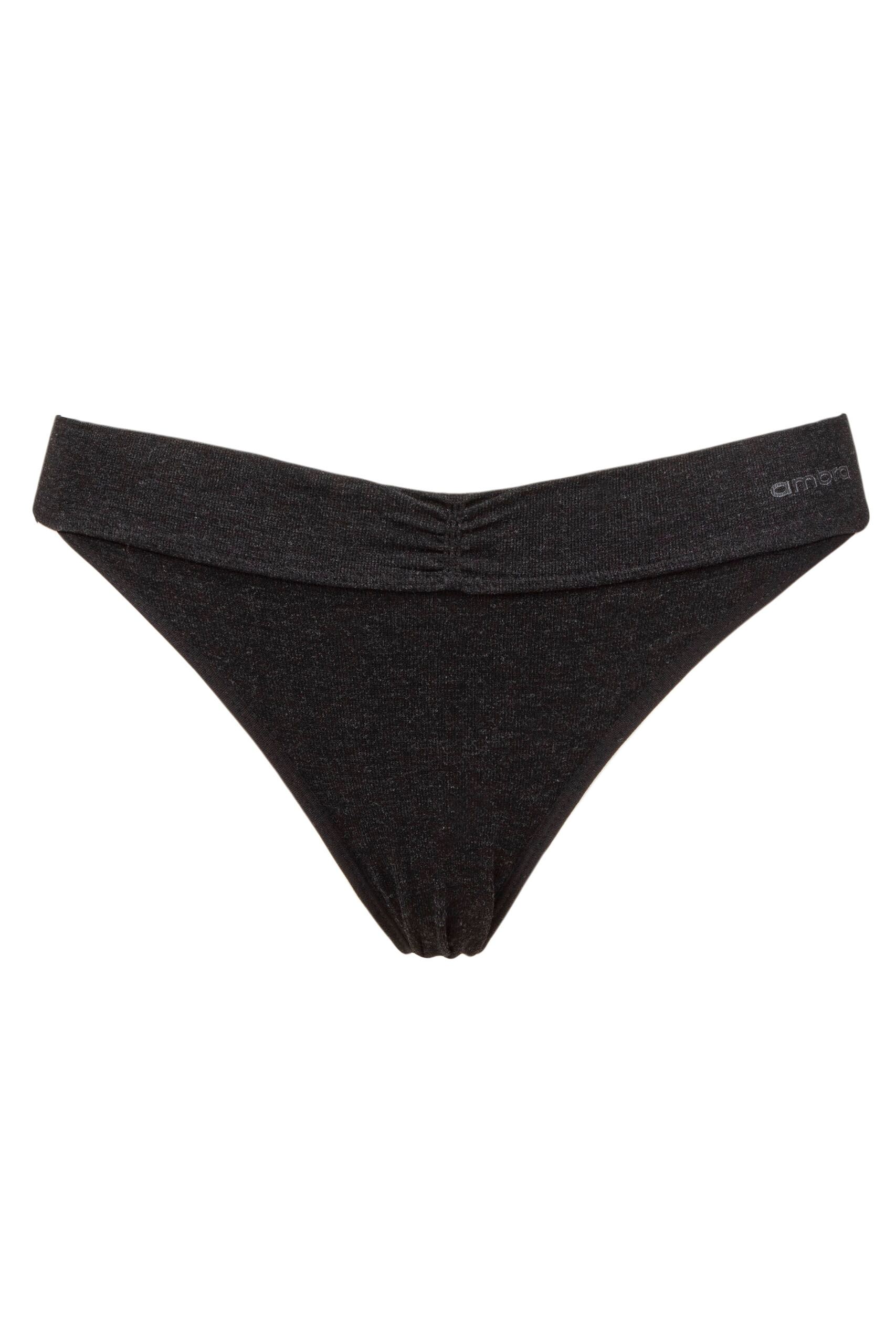 Ladies 1 Pack Ambra Bamboo Basics Bamboo Bikini Brief Underwear Charcoal/Marl UK 12-14
